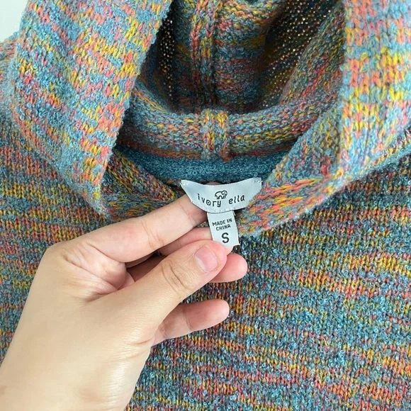 Ivory Ella Women’s  Multicolor preppy colorful Knit hoodie retro size S - Picture 3 of 7